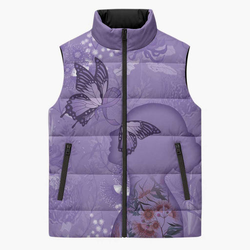 Lupus Cannot Stop Me Australia Floral Sleeveless Puffer Jacket Purple Ribbon