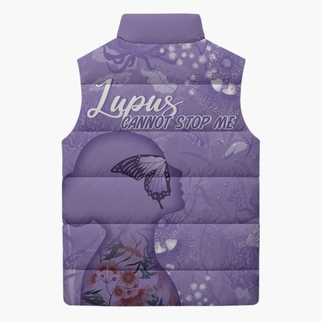 Lupus Cannot Stop Me Australia Floral Sleeveless Puffer Jacket Purple Ribbon