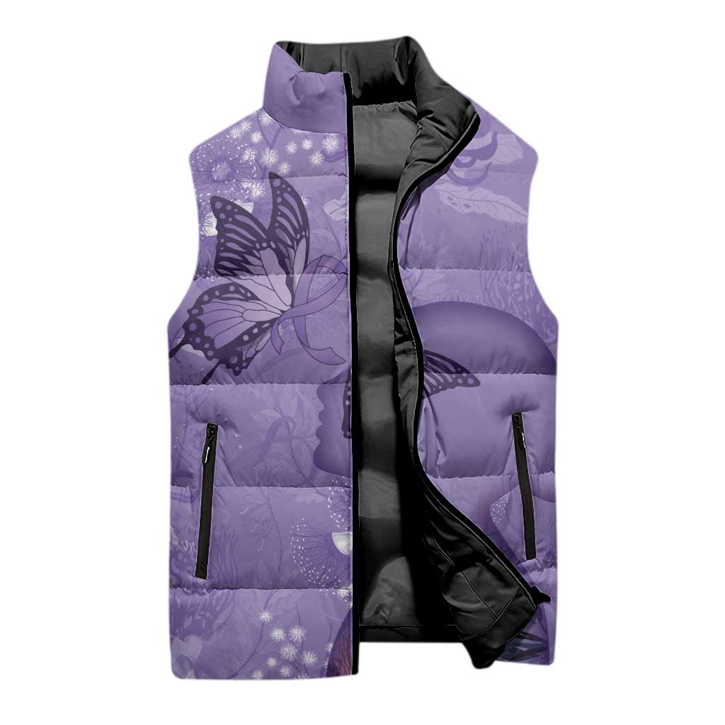 Lupus Cannot Stop Me Australia Floral Sleeveless Puffer Jacket Purple Ribbon