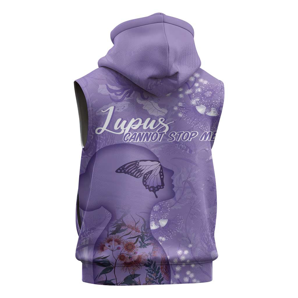 Lupus Cannot Stop Me Australia Floral Sleeveless Zip Hoodie Purple Ribbon