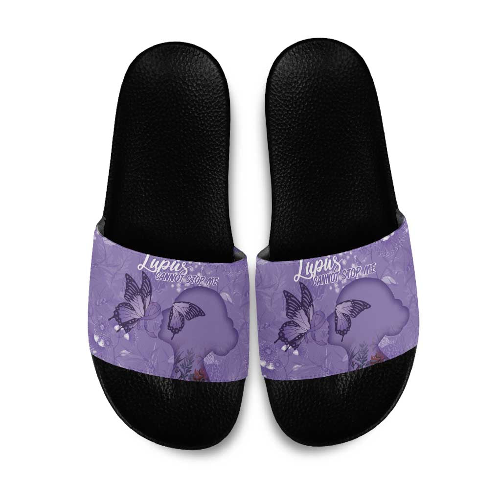 Lupus Cannot Stop Me Australia Floral Slide Sandals Purple Ribbon