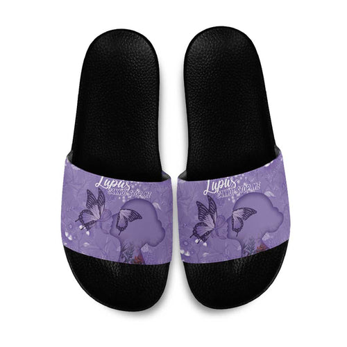 Lupus Cannot Stop Me Australia Floral Slide Sandals Purple Ribbon