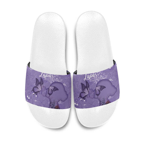 Lupus Cannot Stop Me Australia Floral Slide Sandals Purple Ribbon