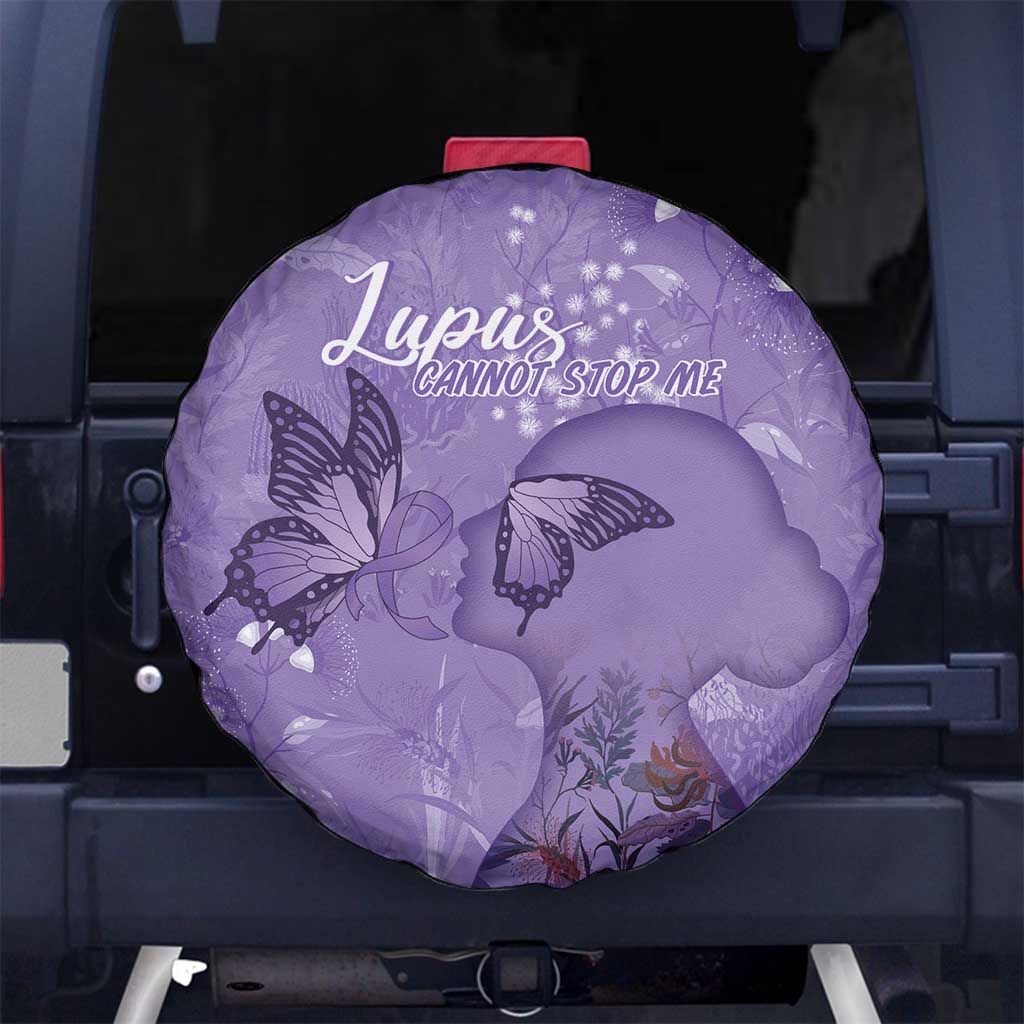 Lupus Cannot Stop Me Australia Floral Spare Tire Cover Purple Ribbon