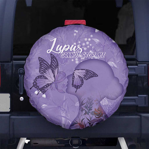 Lupus Cannot Stop Me Australia Floral Spare Tire Cover Purple Ribbon