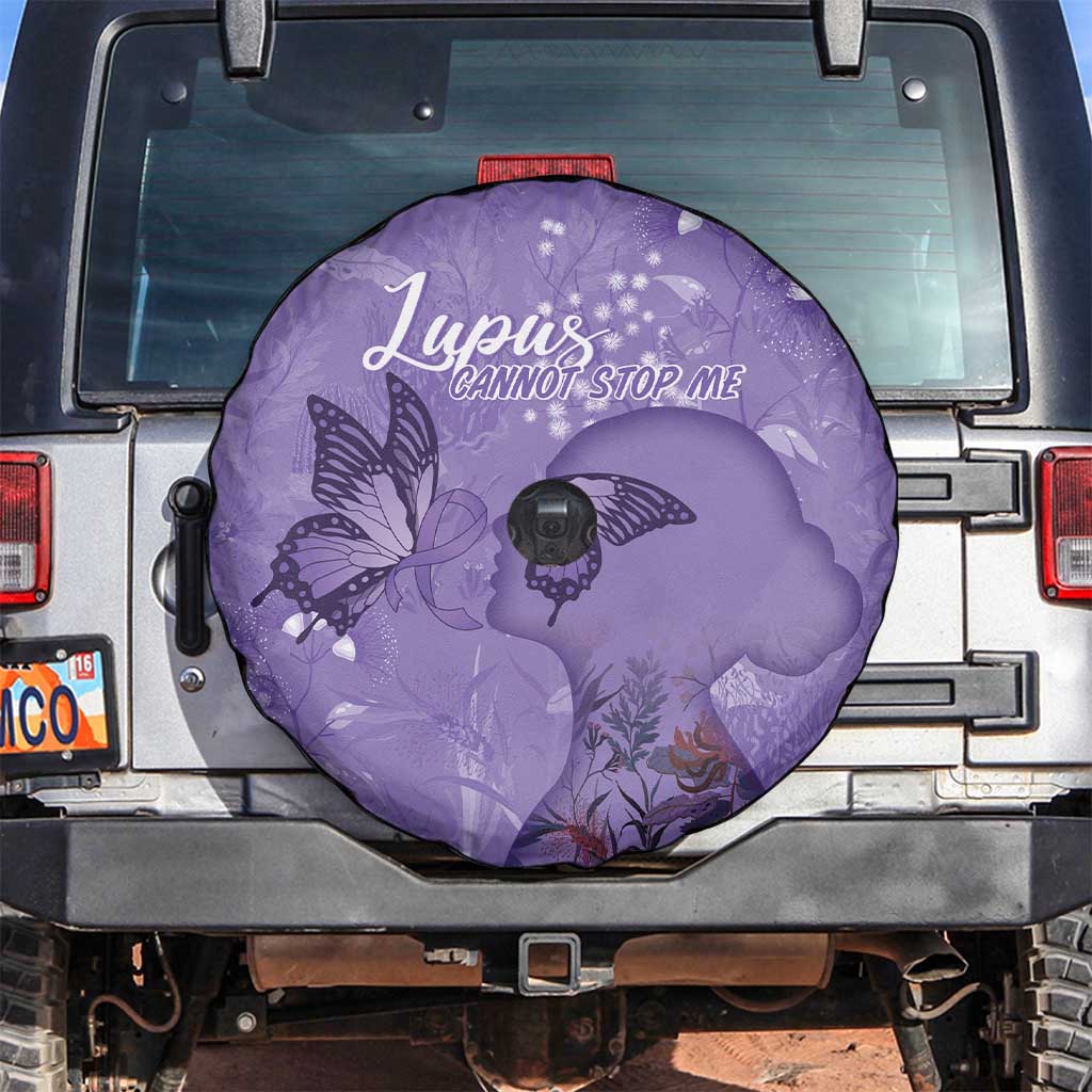 Lupus Cannot Stop Me Australia Floral Spare Tire Cover Purple Ribbon
