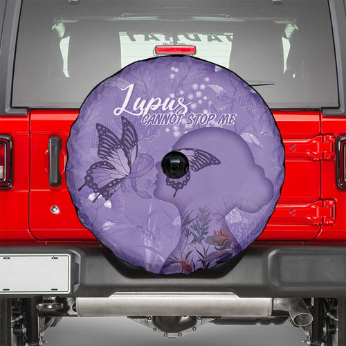 Lupus Cannot Stop Me Australia Floral Spare Tire Cover Purple Ribbon