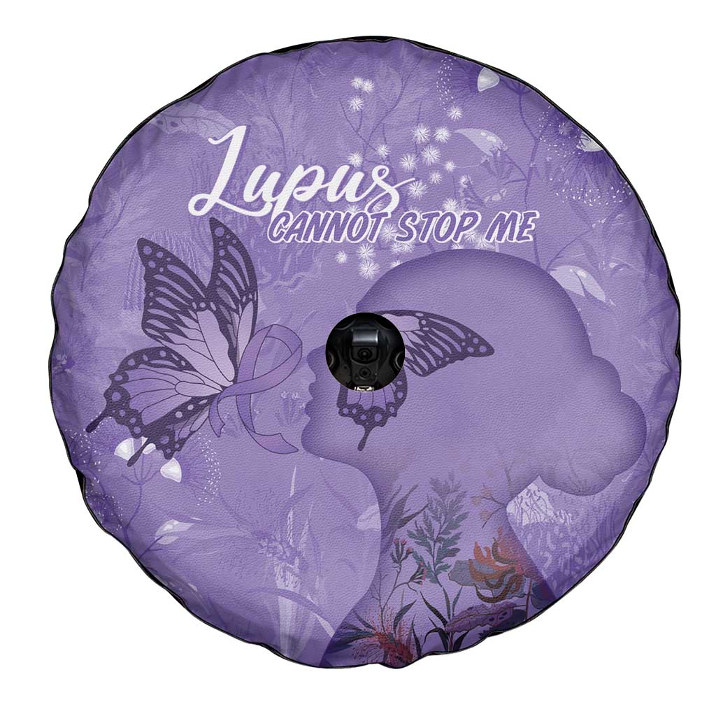 Lupus Cannot Stop Me Australia Floral Spare Tire Cover Purple Ribbon