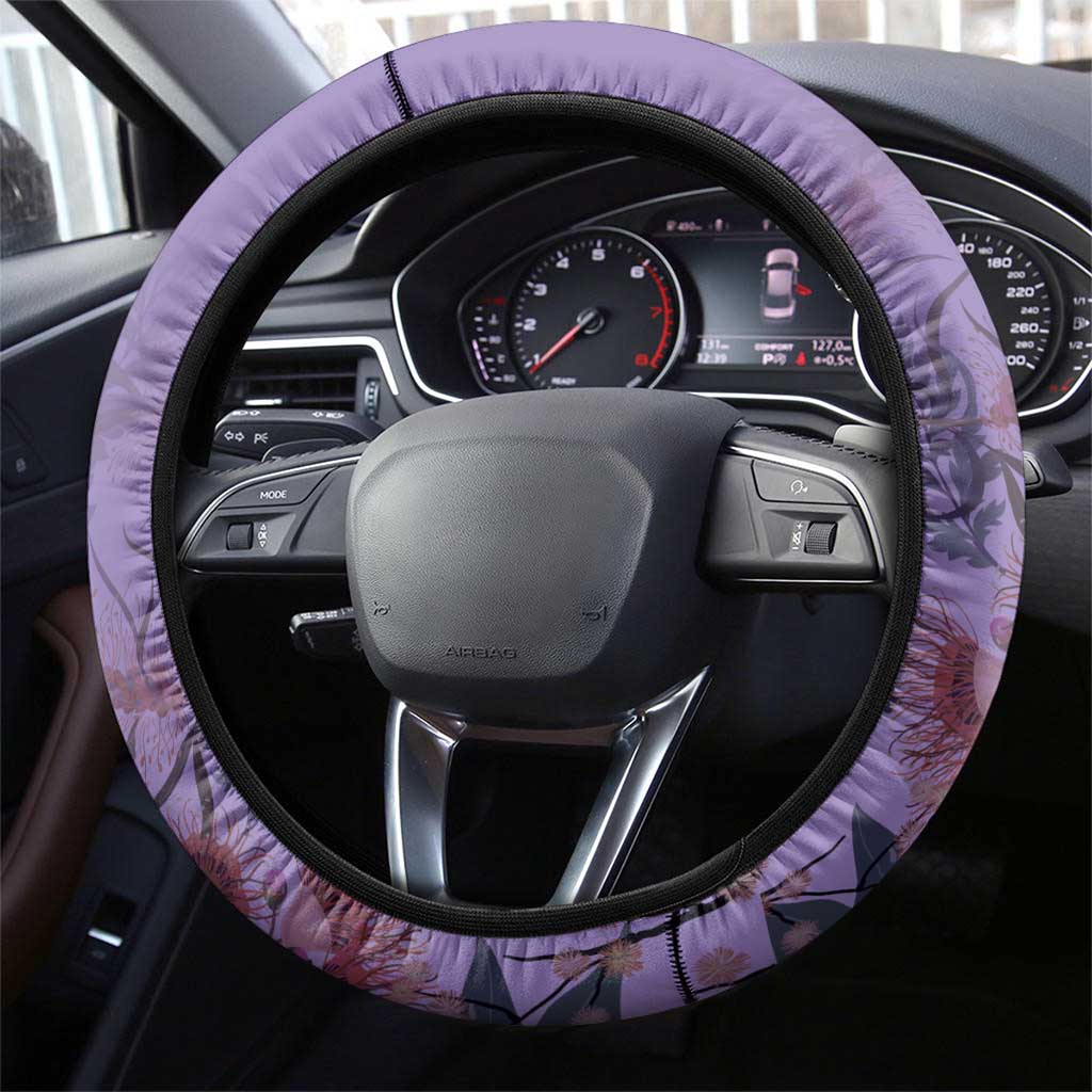 Lupus Cannot Stop Me Australia Floral Steering Wheel Cover Purple Ribbon