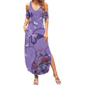 Lupus Cannot Stop Me Australia Floral Summer Maxi Dress Purple Ribbon