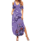 Lupus Cannot Stop Me Australia Floral Summer Maxi Dress Purple Ribbon