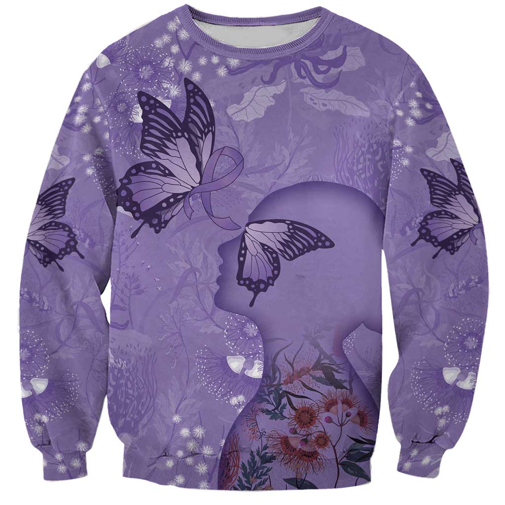 Lupus Cannot Stop Me Australia Floral Sweatshirt Purple Ribbon