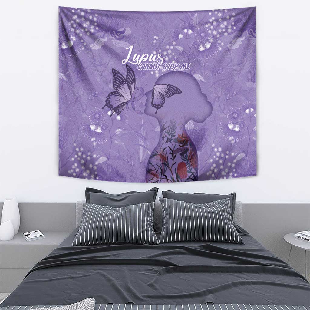 Lupus Cannot Stop Me Australia Floral Tapestry Purple Ribbon