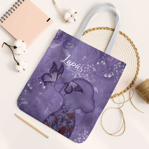 Lupus Cannot Stop Me Australia Floral Tote Bag Purple Ribbon