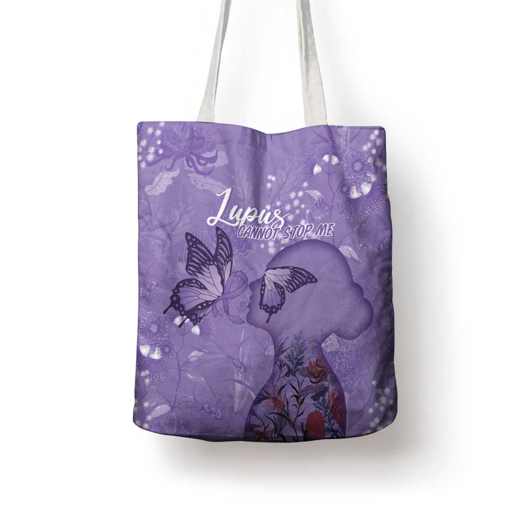 Lupus Cannot Stop Me Australia Floral Tote Bag Purple Ribbon
