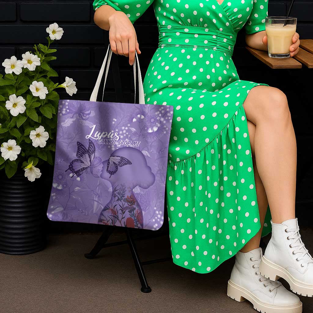 Lupus Cannot Stop Me Australia Floral Tote Bag Purple Ribbon