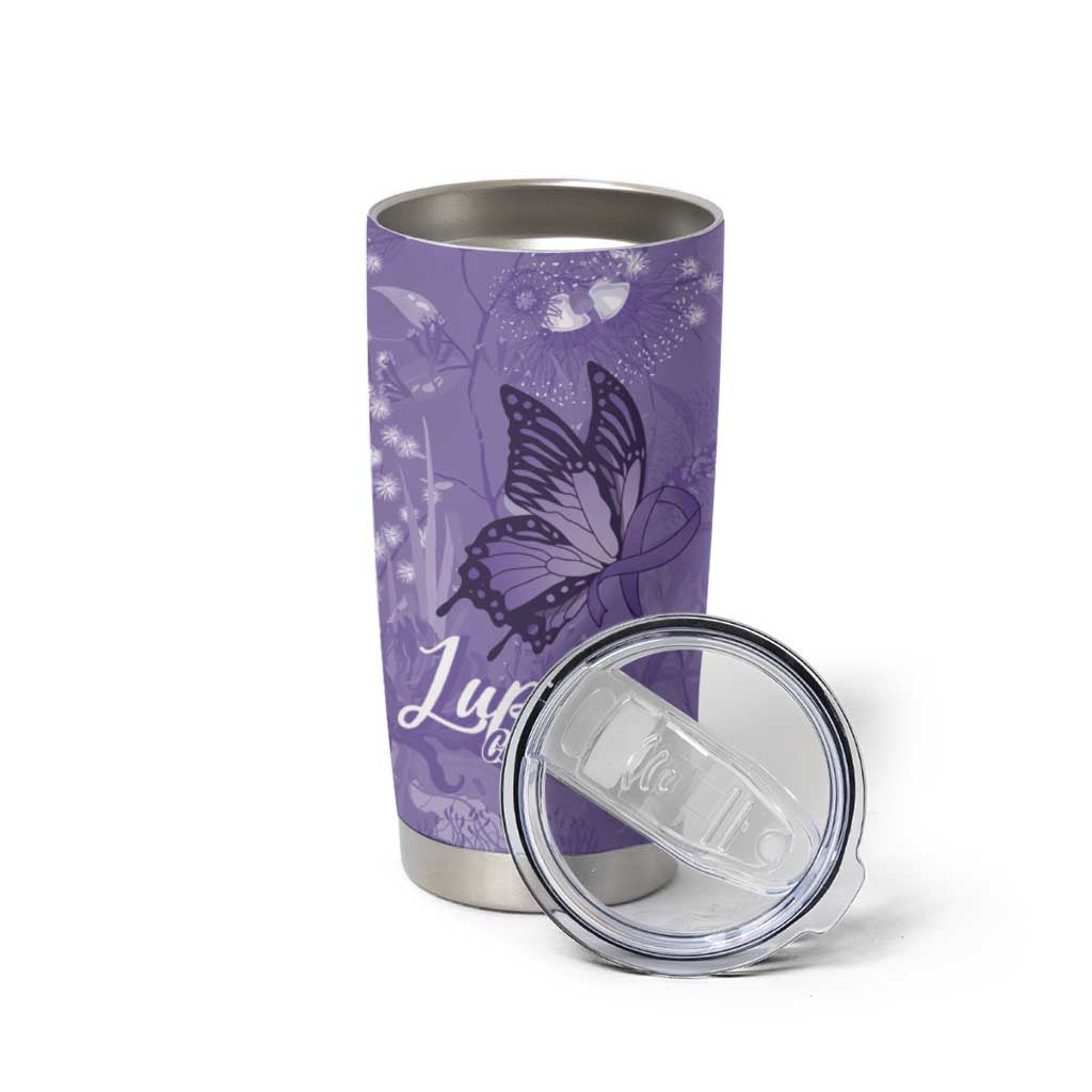 Lupus Cannot Stop Me Australia Floral Tumbler Cup Purple Ribbon