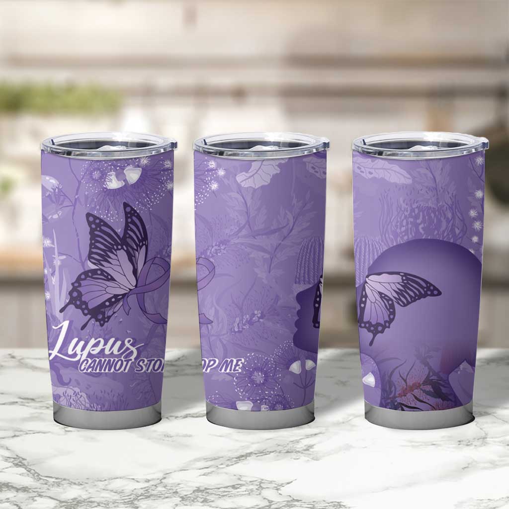 Lupus Cannot Stop Me Australia Floral Tumbler Cup Purple Ribbon