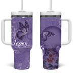 Lupus Cannot Stop Me Australia Floral Tumbler With Handle Purple Ribbon