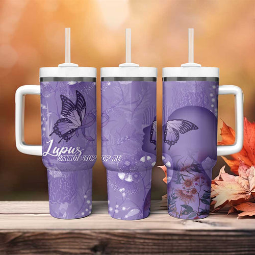 Lupus Cannot Stop Me Australia Floral Tumbler With Handle Purple Ribbon