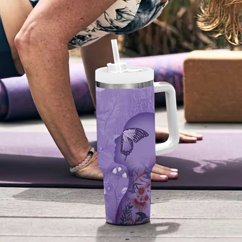 Lupus Cannot Stop Me Australia Floral Tumbler With Handle Purple Ribbon