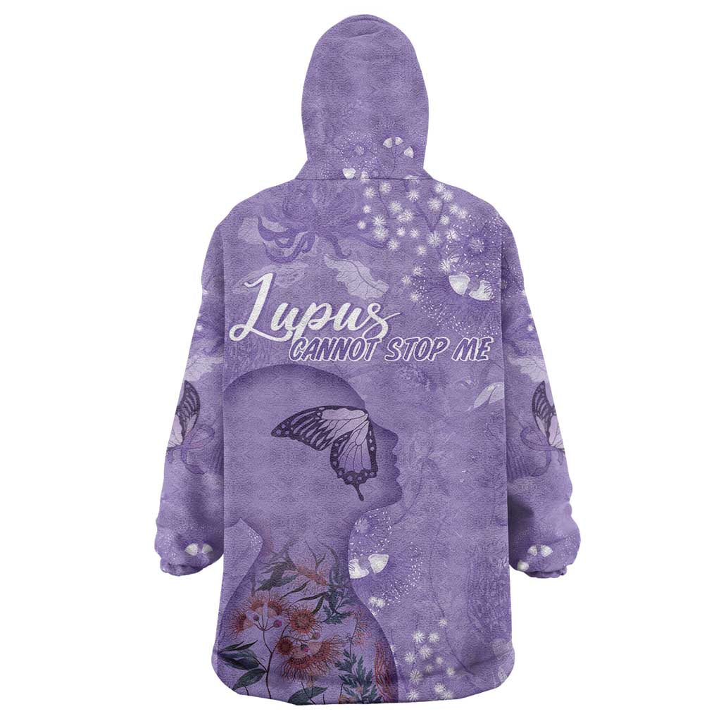 Lupus Cannot Stop Me Australia Floral Wearable Blanket Hoodie Purple Ribbon