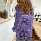 Lupus Cannot Stop Me Australia Floral Women Casual Shirt Purple Ribbon