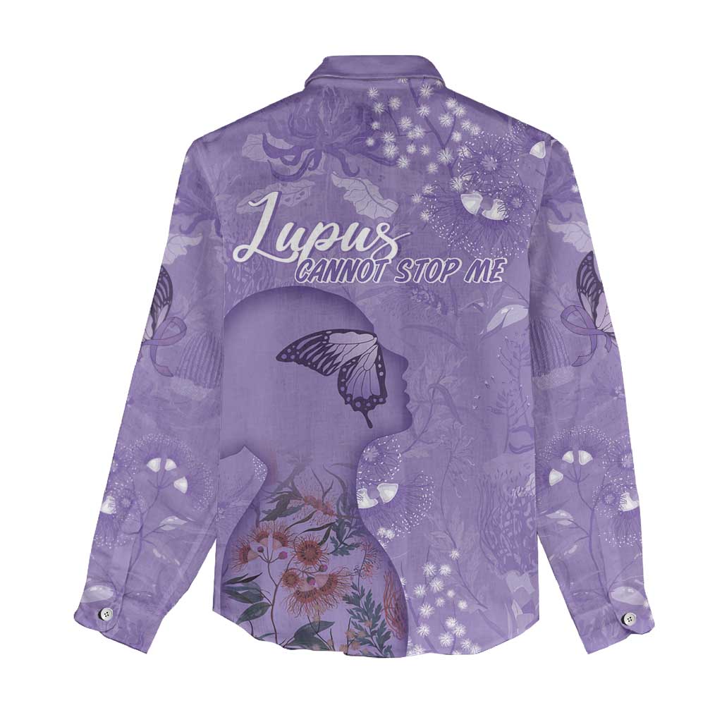Lupus Cannot Stop Me Australia Floral Women Casual Shirt Purple Ribbon