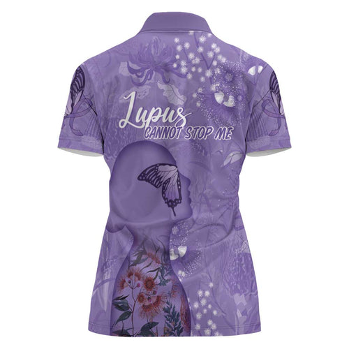 Lupus Cannot Stop Me Australia Floral Women Polo Shirt Purple Ribbon