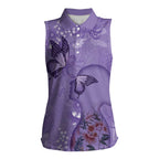 Lupus Cannot Stop Me Australia Floral Women Sleeveless Polo Shirt Purple Ribbon