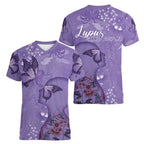 Lupus Cannot Stop Me Australia Floral Women V-Neck T-Shirt Purple Ribbon