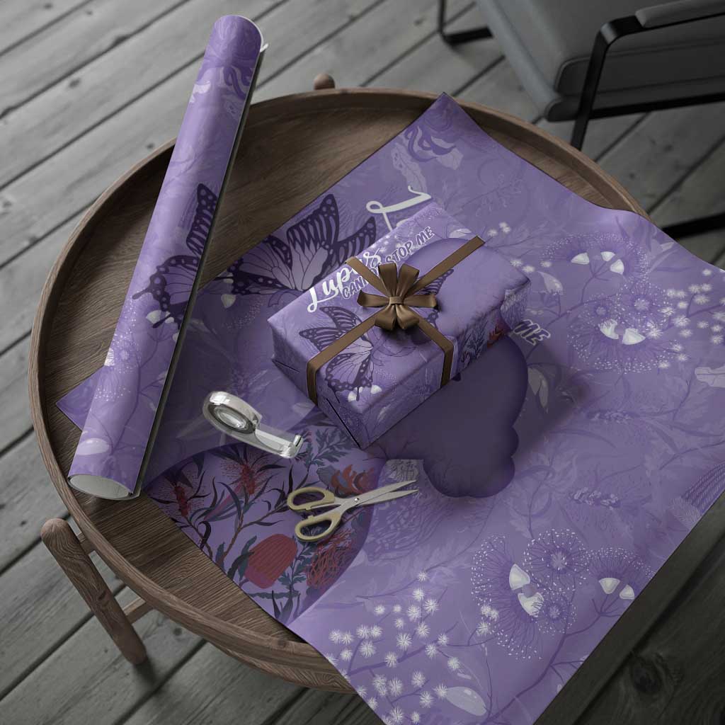 Lupus Cannot Stop Me Australia Floral Wrapping Paper Purple Ribbon