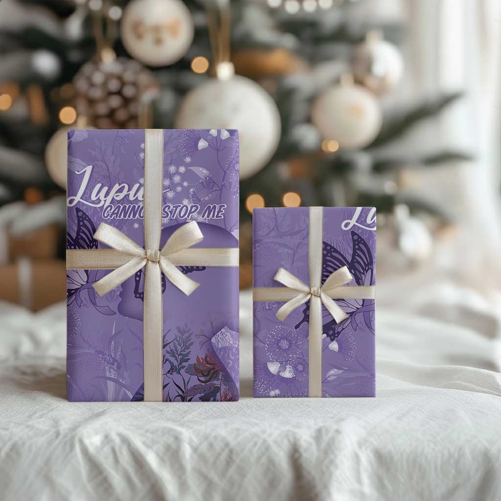Lupus Cannot Stop Me Australia Floral Wrapping Paper Purple Ribbon