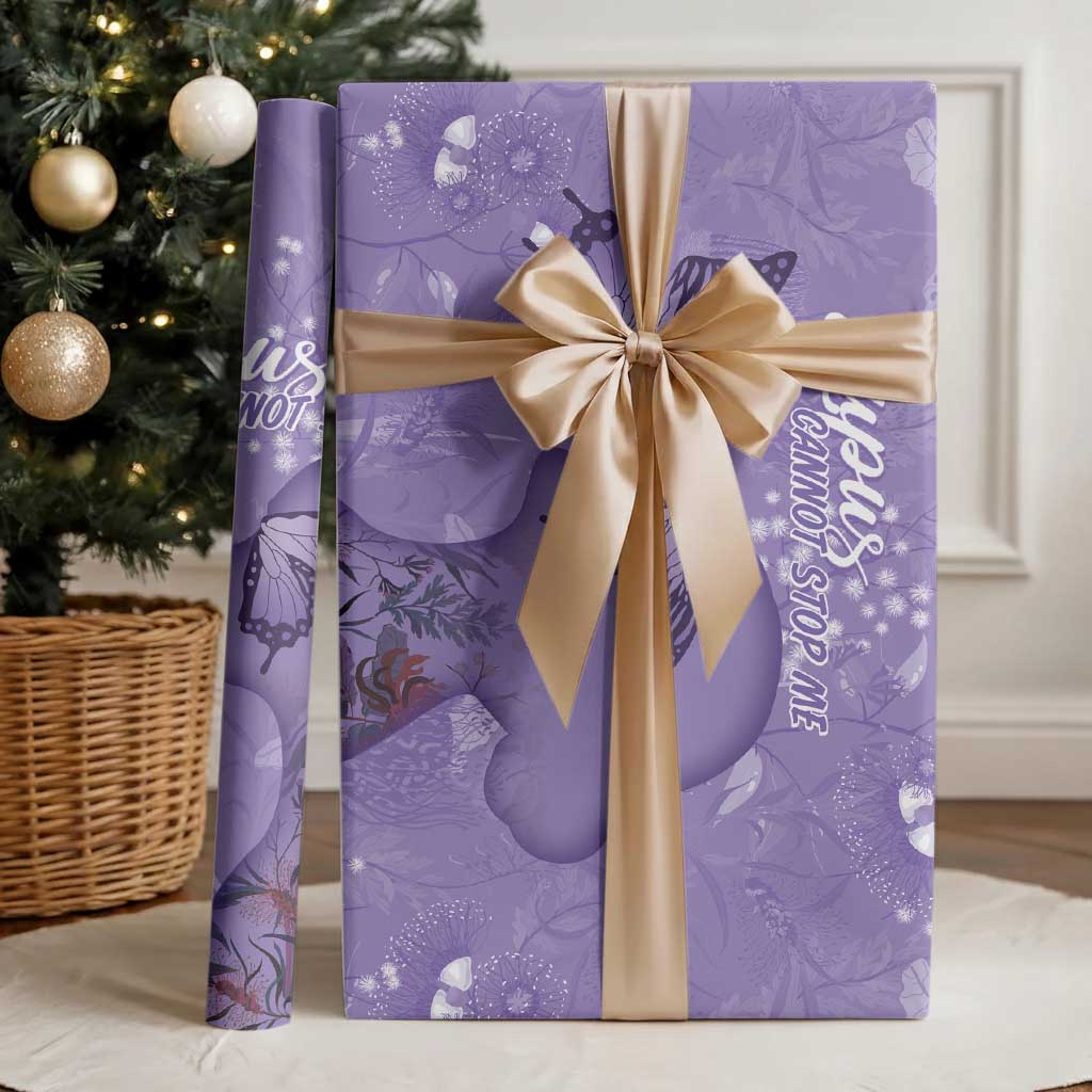 Lupus Cannot Stop Me Australia Floral Wrapping Paper Purple Ribbon