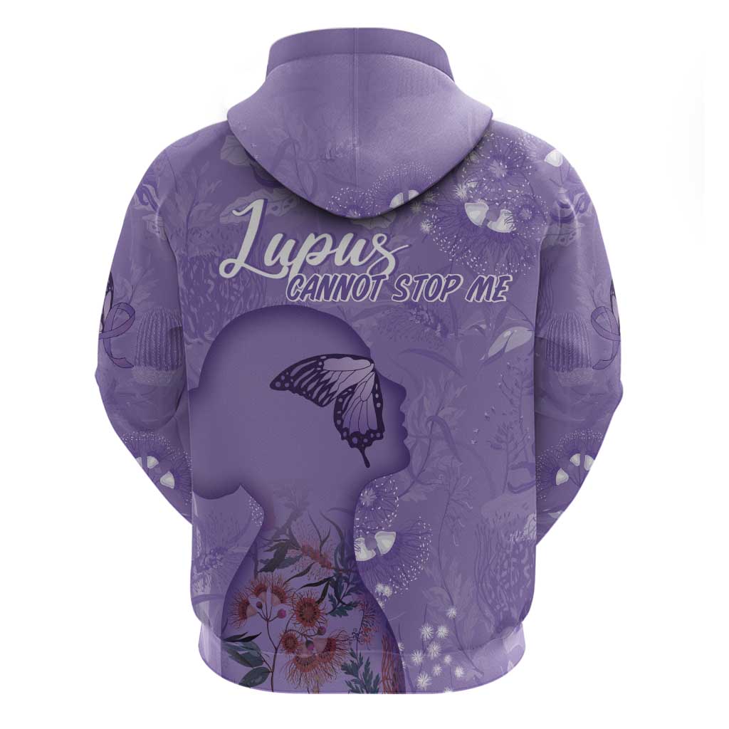 Lupus Cannot Stop Me Australia Floral Zip Hoodie Purple Ribbon
