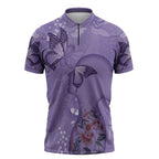 Lupus Cannot Stop Me Australia Floral Zipper Polo Shirt Purple Ribbon