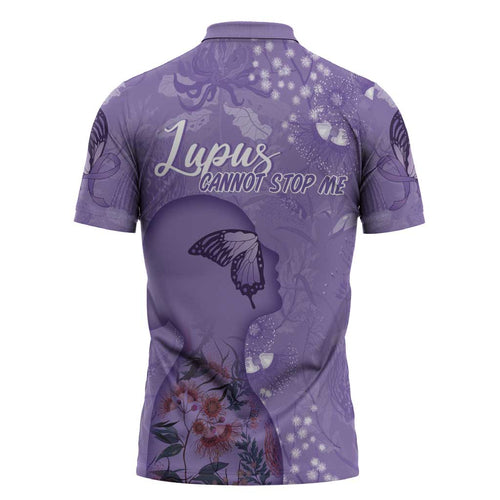 Lupus Cannot Stop Me Australia Floral Zipper Polo Shirt Purple Ribbon