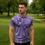 Lupus Cannot Stop Me Australia Floral Zipper Polo Shirt Purple Ribbon