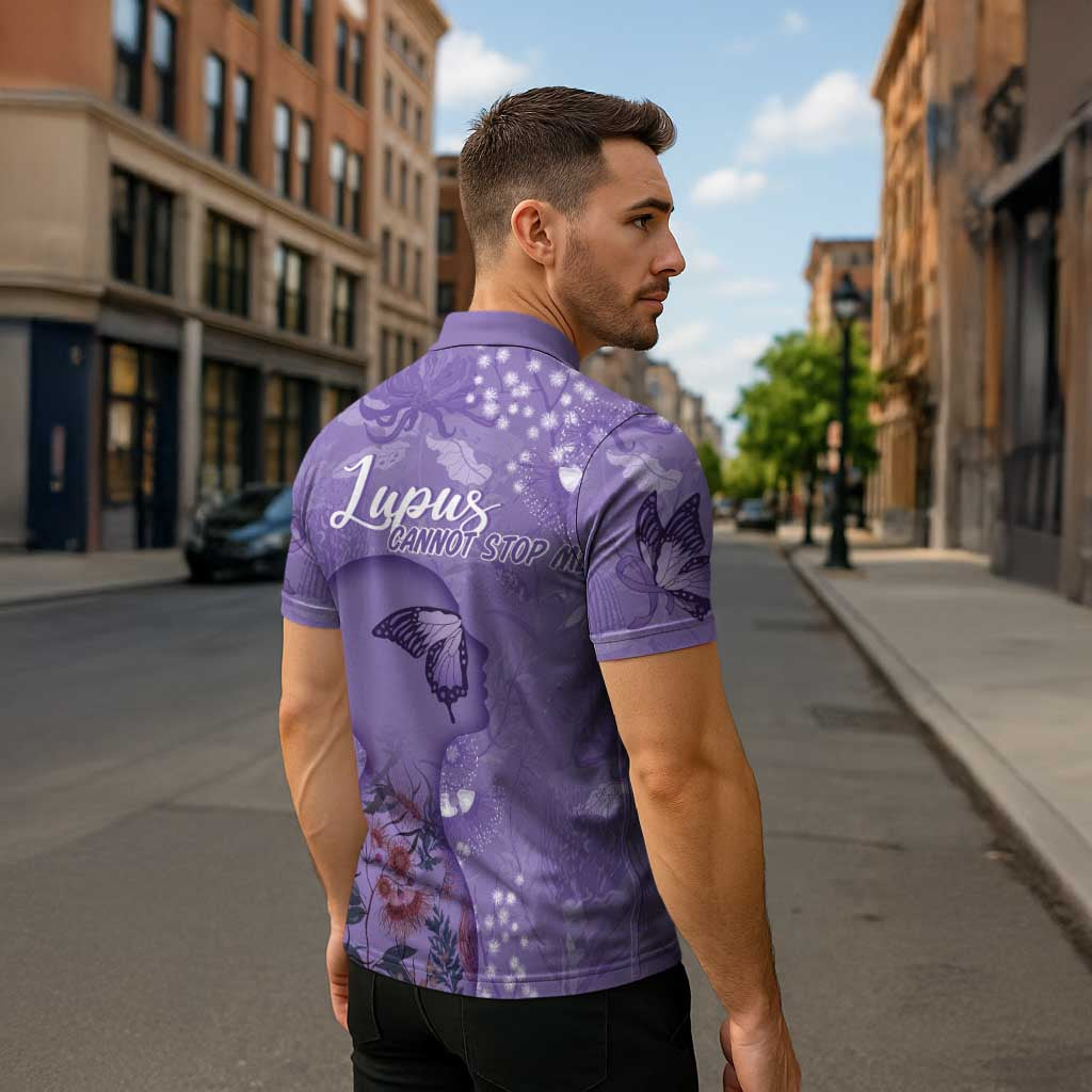 Lupus Cannot Stop Me Australia Floral Zipper Polo Shirt Purple Ribbon