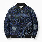 Australia Indigenous Bomber Puffer Jacket Aboriginal Mustache - Aussie Hoodie