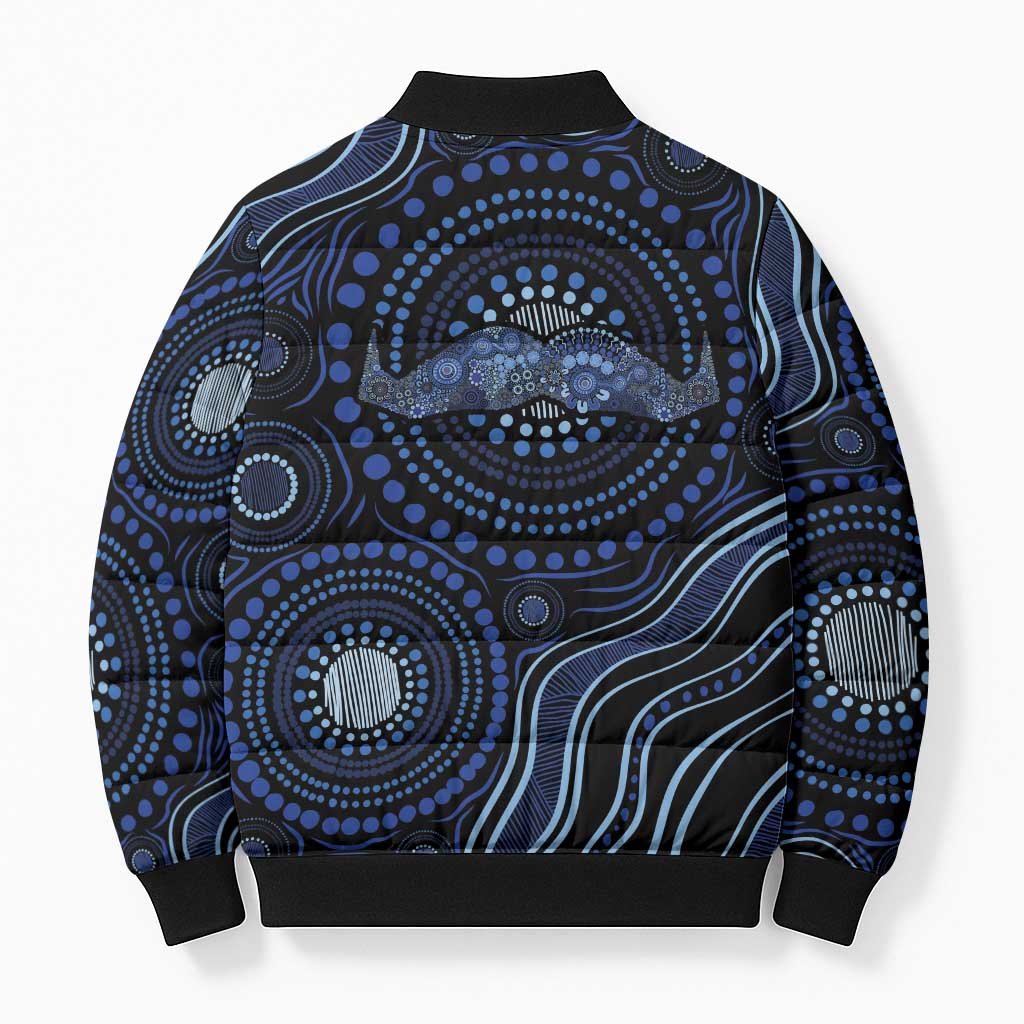 Australia Indigenous Bomber Puffer Jacket Aboriginal Mustache - Aussie Hoodie