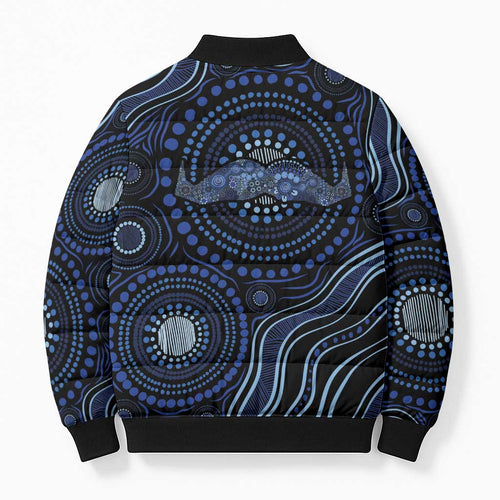 Australia Indigenous Bomber Puffer Jacket Aboriginal Mustache - Aussie Hoodie