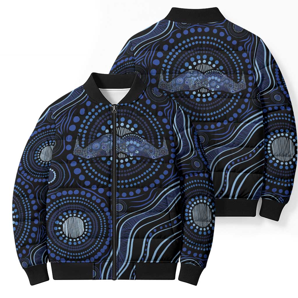 Australia Indigenous Bomber Puffer Jacket Aboriginal Mustache - Aussie Hoodie