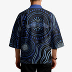 Australia Indigenous Kimono Aboriginal Mustache - Aussie Hoodie