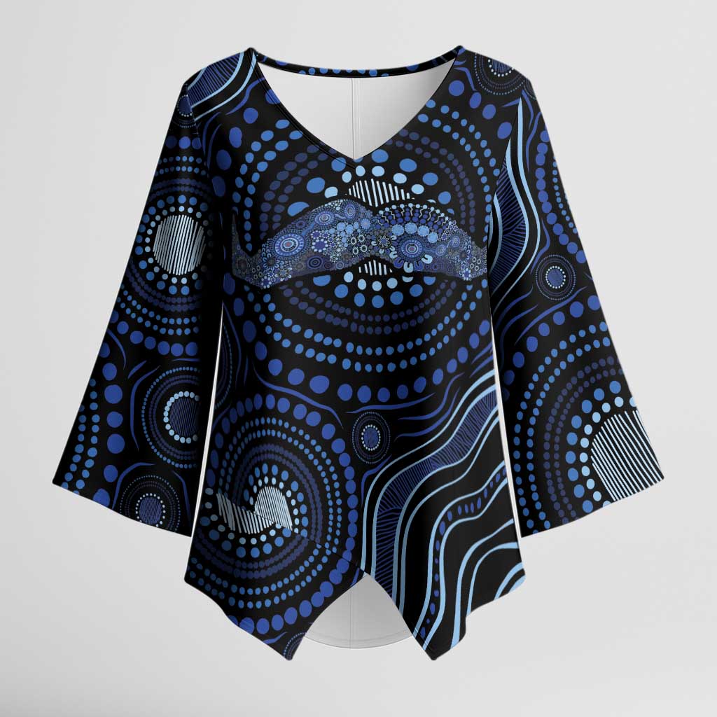 Australia Indigenous Kimono Sleeve Blouse Aboriginal Mustache - Aussie Hoodie