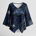 Australia Indigenous Kimono Sleeve Blouse Aboriginal Mustache - Aussie Hoodie
