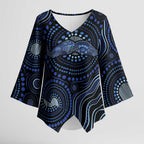 Australia Indigenous Kimono Sleeve Blouse Aboriginal Mustache - Aussie Hoodie