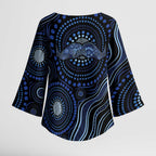 Australia Indigenous Kimono Sleeve Blouse Aboriginal Mustache - Aussie Hoodie