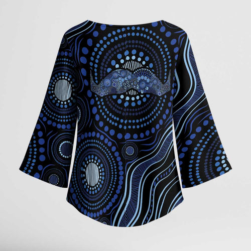 Australia Indigenous Kimono Sleeve Blouse Aboriginal Mustache - Aussie Hoodie