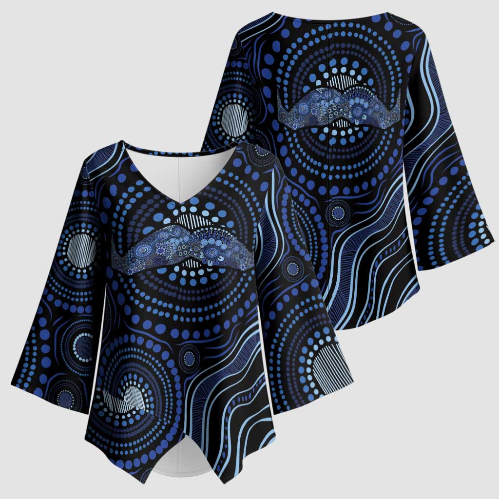 Australia Indigenous Kimono Sleeve Blouse Aboriginal Mustache - Aussie Hoodie